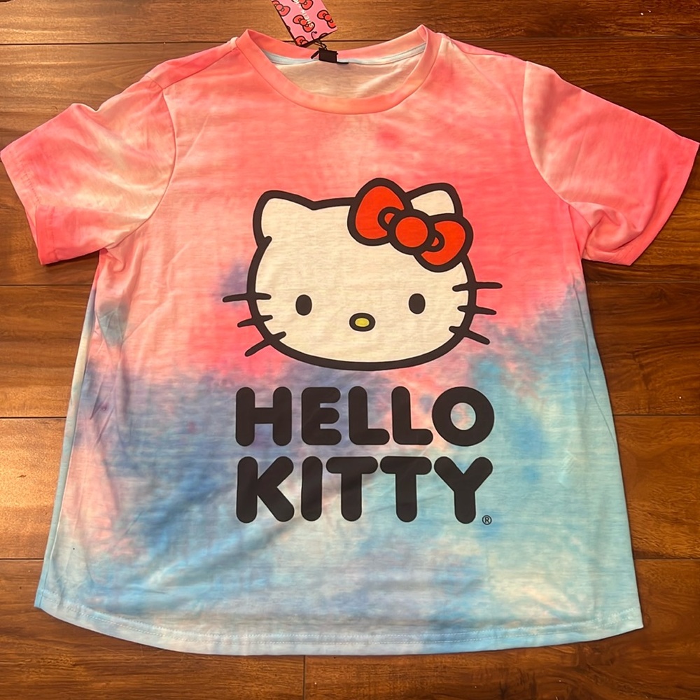 New Hello Kitty Shein Tie Dye Tee, Size 0XL, Pink, Blue, New with Tag!